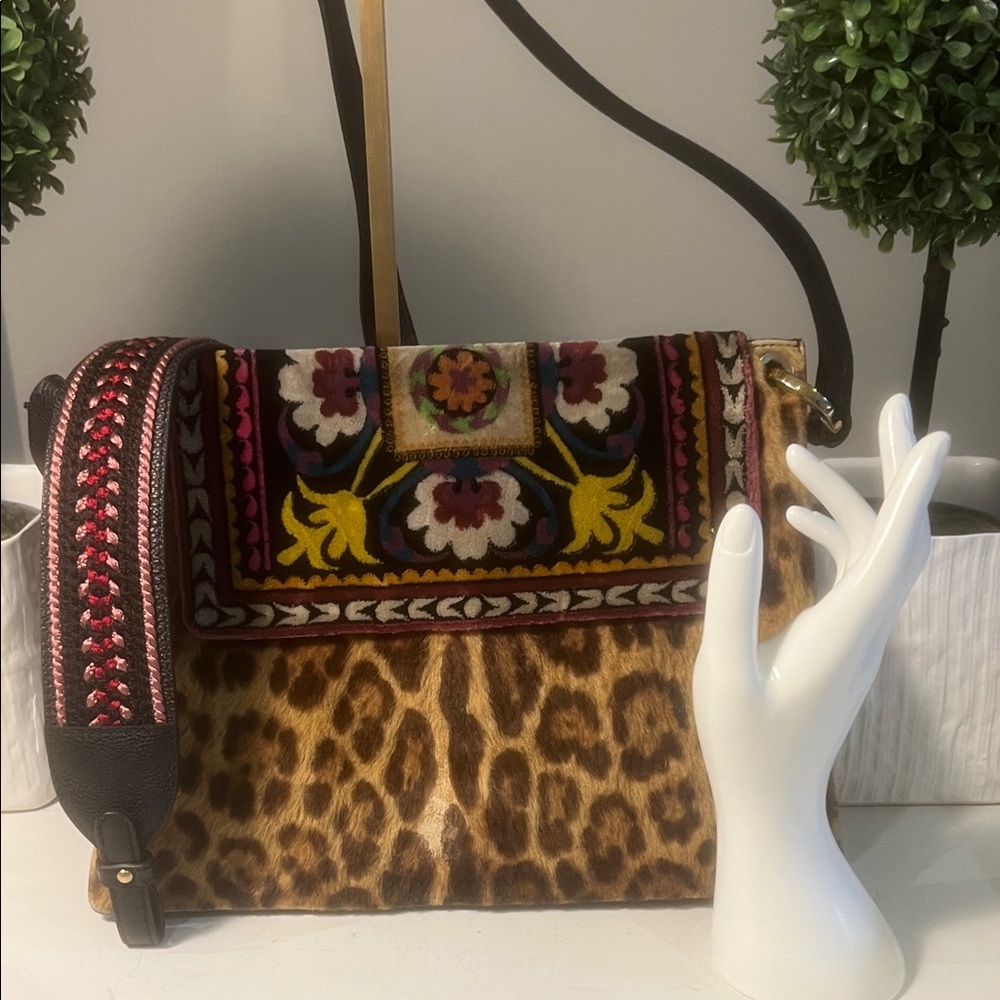 Etro Multicolor Embroidered Leopard Print Bag